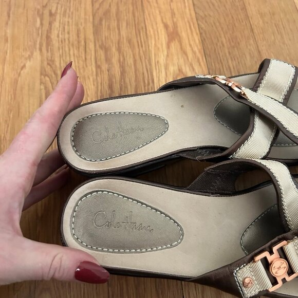 Cole Haan Nike AIR tan Brown Criss Cross Wedge Platform Sandals Women’s Size 8 - Picture 9 of 10